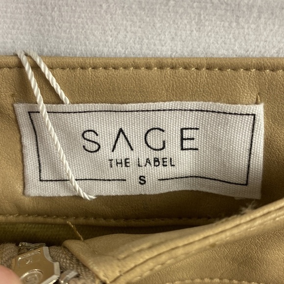 Anthropologie Sage The Label Bowie Faux Leather Mini Skirt - Taupe - Size Small - Picture 8 of 12